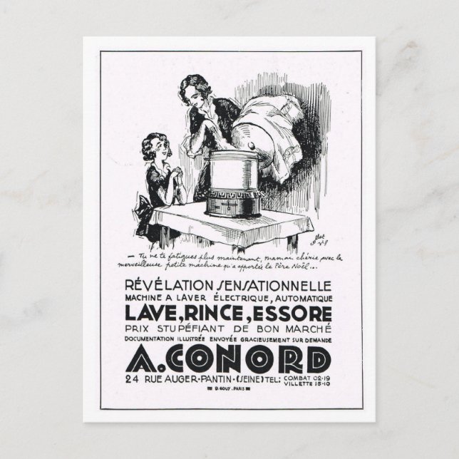 Advertisement,  Washing machine Holiday Postcard (Front)