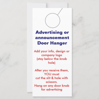 Advertising DOOR HANGER promotion tags