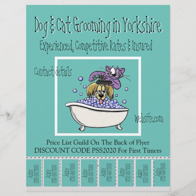Advertising Promotional Flyers Dog & Cat Grooming (Front)