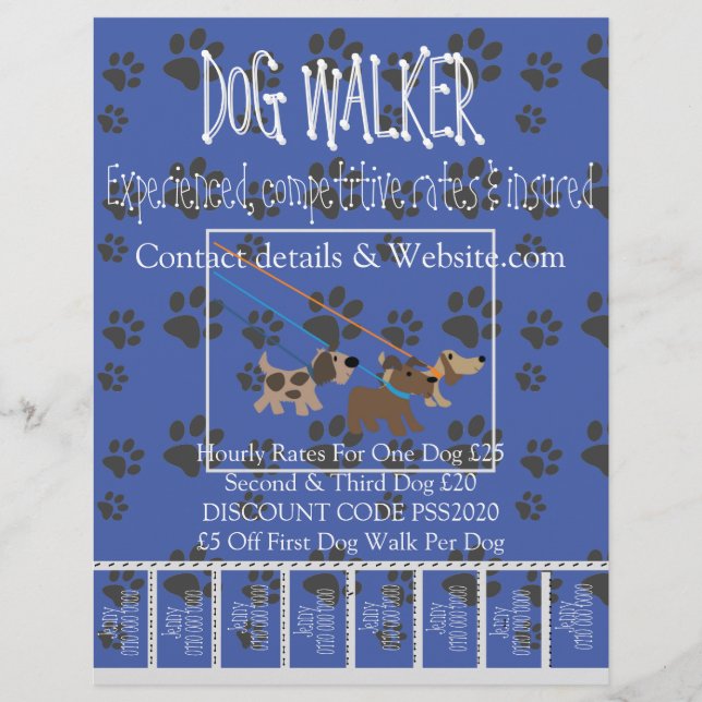 Advertising Promotional Flyers Dog Walking (Front)