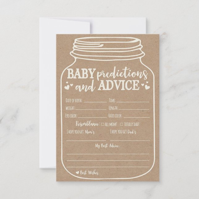 Advice and Prediction Cards for Baby Shower Game (Front)