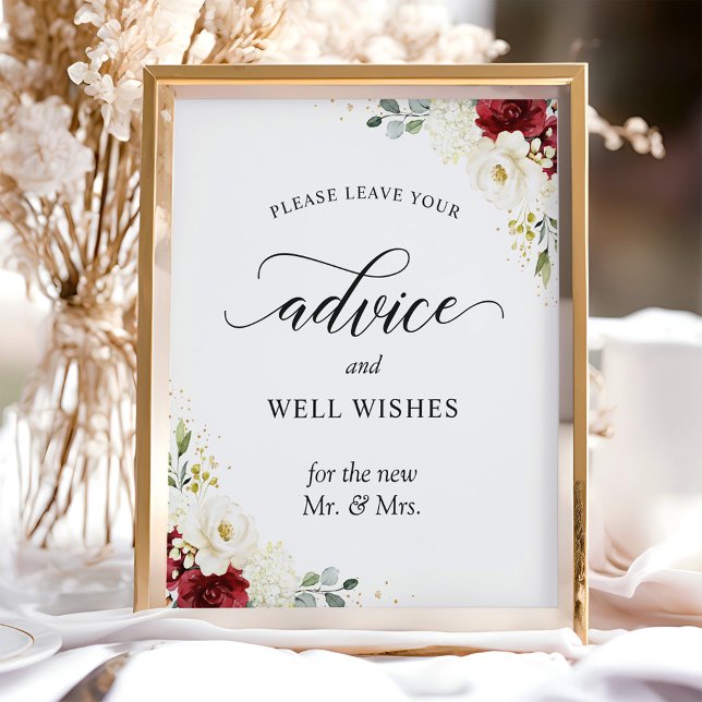 Advice and Well Wishes Sign Red White Floral (Creator Uploaded)