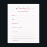 Advice and Wishes<br><div class="desc">These simple, rose pink and white, modern, minimal, handwritten script Advice & Wishes sheets are perfect to have bridal shower, rehearsal dinner or wedding guests fill out for the happy couple. People will love having the prompts - they make it so easy to leave loving words of advice and well...</div>