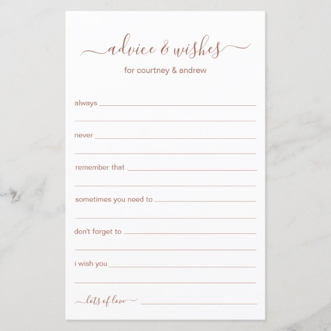 Advice and Wishes (Front)