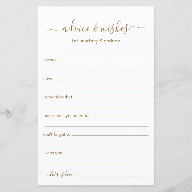 Advice and Wishes (Front)