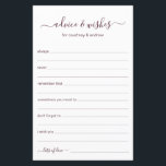 Advice and Wishes<br><div class="desc">These simple, burgundy and white, modern, minimal, handwritten script Advice & Wishes sheets are perfect to have bridal shower, rehearsal dinner or wedding guests fill out for the happy couple. People will love having the prompts - they make it so easy to leave loving words of advice and well wishes....</div>