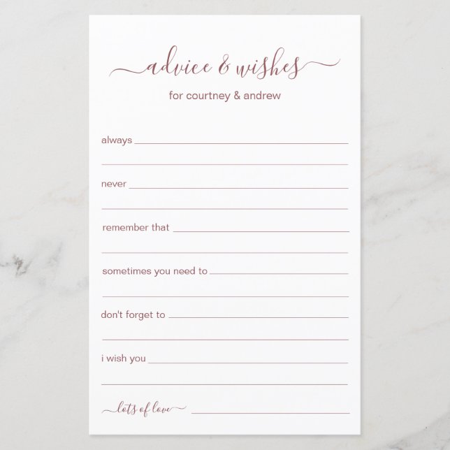 Advice and Wishes (Front)