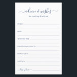 Advice and Wishes<br><div class="desc">These simple, dusty blue and white, modern, minimal, handwritten script Advice & Wishes sheets are perfect to have bridal shower, rehearsal dinner or wedding guests fill out for the happy couple. People will love having the prompts - they make it so easy to leave loving words of advice and well...</div>