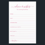 Advice and Wishes<br><div class="desc">These simple, rose pink and white, modern, minimal, handwritten script Advice & Wishes sheets are perfect to have bridal shower, rehearsal dinner or wedding guests fill out for the happy couple. People will love having the prompts - they make it so easy to leave loving words of advice and well...</div>