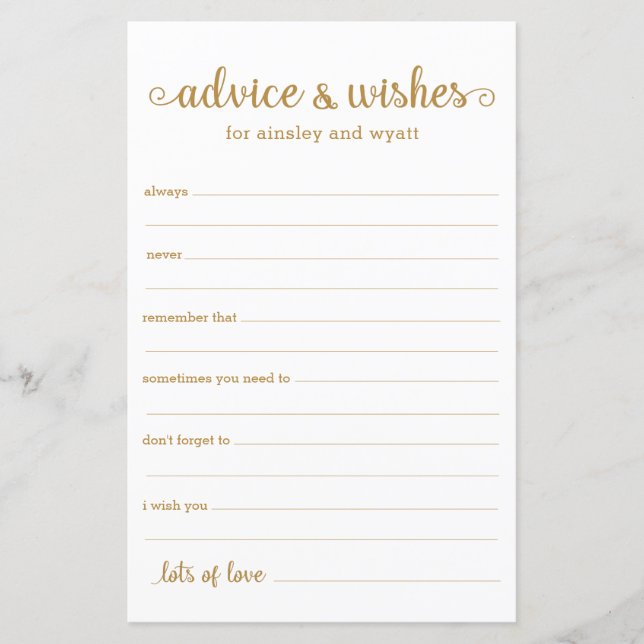 Advice and Wishes (Front)