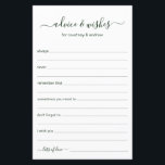 Advice and Wishes<br><div class="desc">These simple, forest green and white, modern, minimal, handwritten script Advice & Wishes sheets are perfect to have bridal shower, rehearsal dinner or wedding guests fill out for the happy couple. People will love having the prompts - they make it so easy to leave loving words of advice and well...</div>