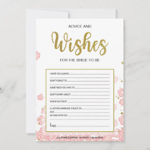 Advice and Wishes Card for Bridal Shower