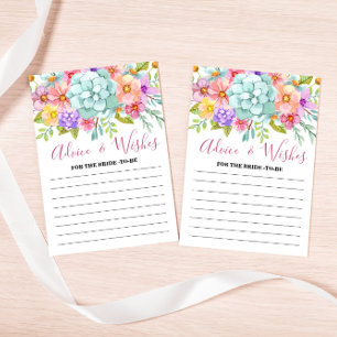 Advice and Wishes Colourful Floral Bridal Game Car Invitation