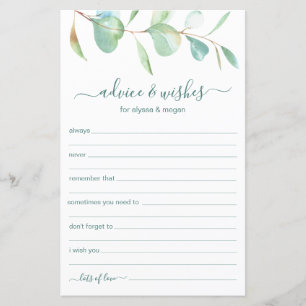 Advice and Wishes Eucalyptus LGBTQ Wedding