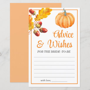 Advice and Wishes Fall Pumpkin Bridal Shower Game