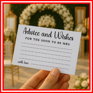 Advice and Wishes for Bride Wedding Bridal Shower Enclosure Card