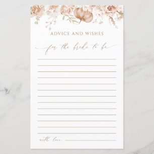 Advice and Wishes for the Bride to Be Paper Sheet