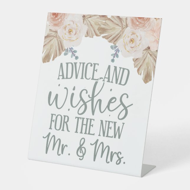 Advice and Wishes for the Mrs and Mrs Wedding Pedestal Sign (Front)