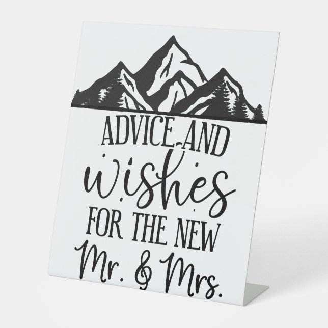 Advice and Wishes for the Mrs and Mrs Wedding Pedestal Sign (Front)