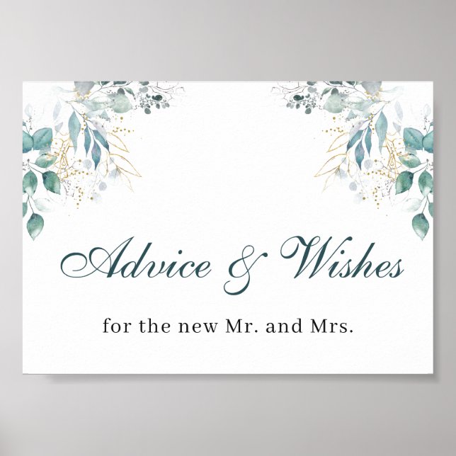 Advice and Wishes Wedding Poster Sign (Front)