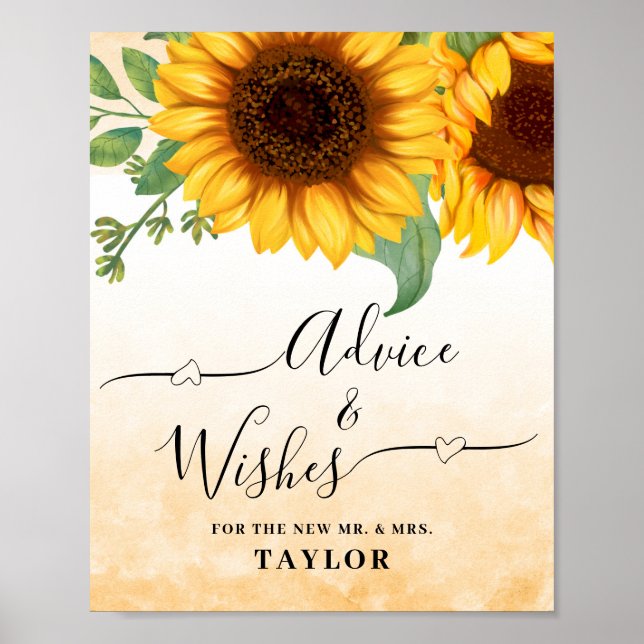 Advice and Wishes Wedding sign poster (Front)