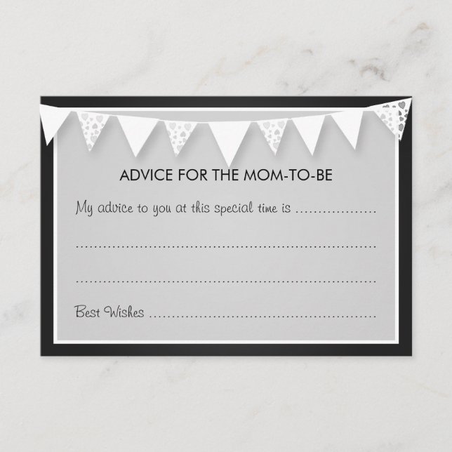 Advice Card Baby Shower Love Bunting Black (Front)