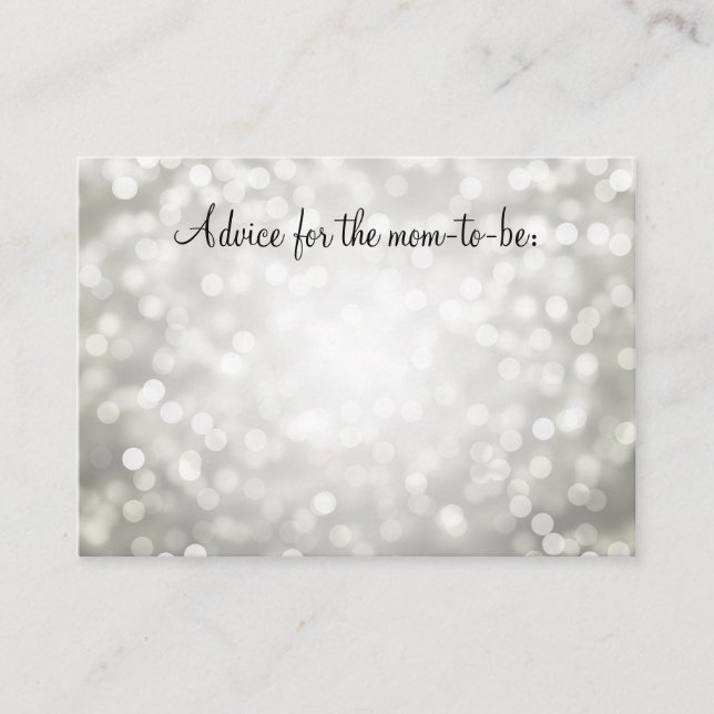 Advice Card Baby Shower Silver Glitter Lights (Front)