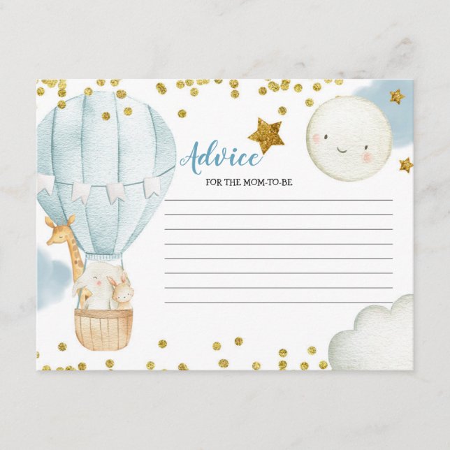 Advice Card Blue Hot Air Balloon Jungle (Front)