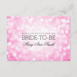 Advice Card Bridal Shower Pink Glitter Lights