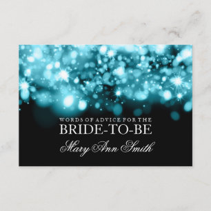 Advice Card Bridal Shower Turq Sparkling Lights