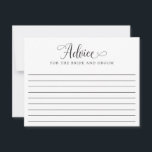 Advice Card Elegant Wedding Minimal Script Modern<br><div class="desc">Advice for the Bride and Groom card - elegant and minimal black and white wedding.</div>