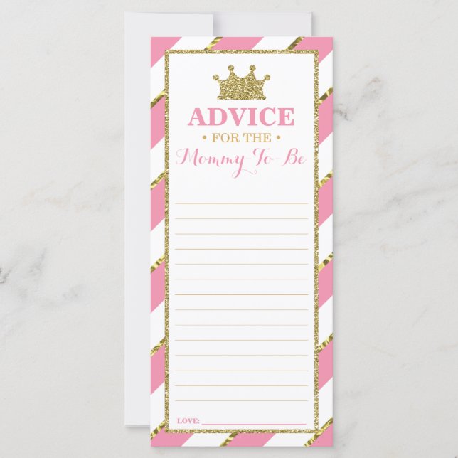 Advice Card for Mom-To-Be, Baby Shower, Faux Gold (Front)