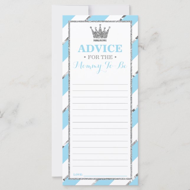 Advice Card for Mom-To-Be, Baby Shower Faux Silver (Front)