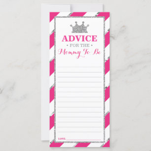 Advice Card for Mom-To-Be, Baby Shower Faux Silver