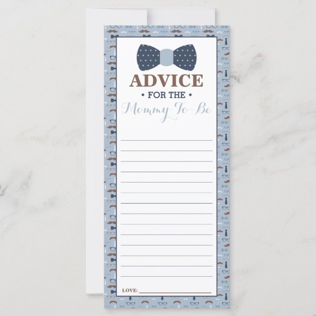 Advice Card for Mom-To-Be, Little Man Baby Shower (Front)