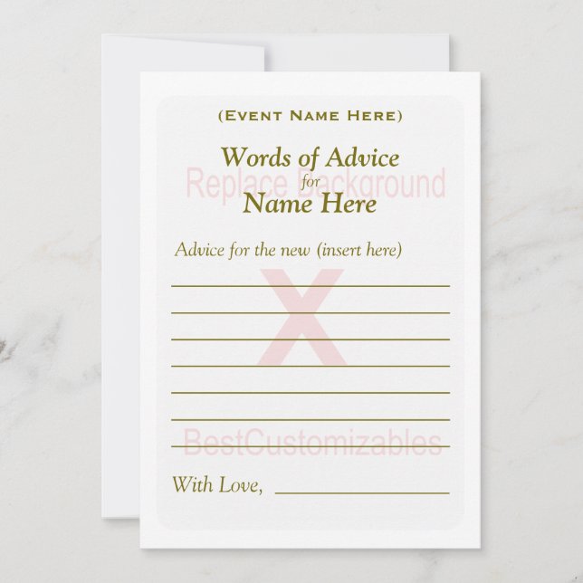 Advice Card Template | Party Game (Front)