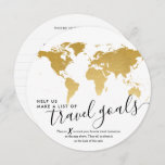 Advice Card Unique Guest Book Travel Ideas Cards<br><div class="desc">Create a unique and fun guest book alternative for a travel bridal shower theme or destination wedding couple who loves to travel with these fun travel advice cards that resemble a gold and white globe for guests to mark their favourite vacation spots and describe their suggestion on the back! Guests...</div>