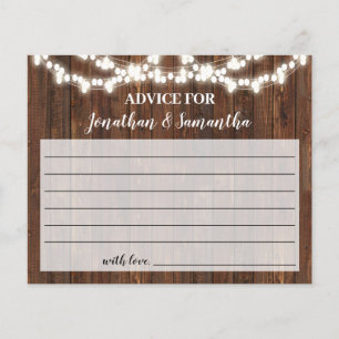 Advice for Couple Bridal Shower Rustic Card