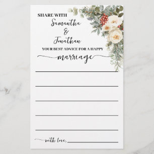 Advice for Couple Winter Floral Bridal Shower Card