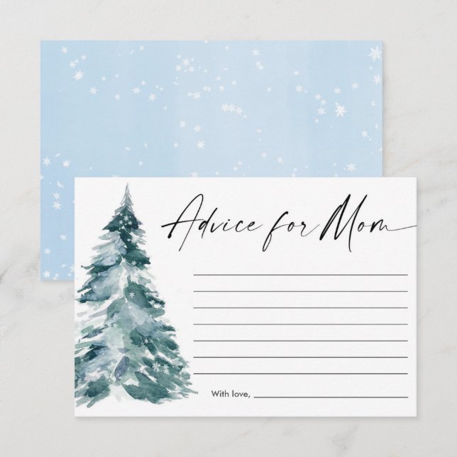 Advice for mom Christmas tree boy baby shower Enclosure Card (Front/Back)