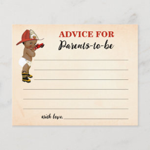 Advice for Mom & Dad AA Fireman Baby Shower Card