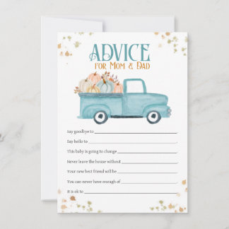 Advice for Mom & Dad Card, Blue Pumpkin Truck Card