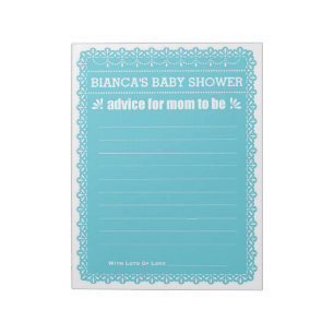Advice for Mom To Be Blue Papel Picado Baby Shower Notepad