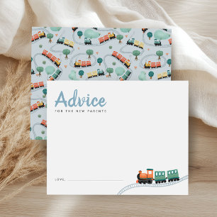 Advice For Mom To Be Blue Train Baby Shower