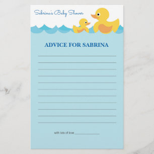 Advice for Mom To Be Rubber Duck Baby Shower Game