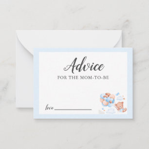 Advice for Mommy Blue Teddy Bear Baby Shower Card