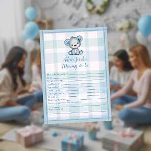 Advice For Mommy Cute Grey Bear Boy Shower Game Invitation
