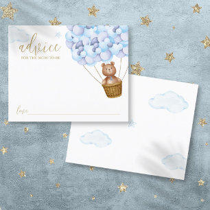 Advice For Mommy Teddy Bear Blue Baby Shower Card