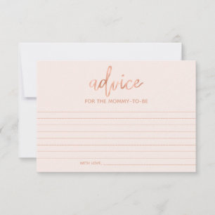 Advice for Mommy-to-Be Chic Rose Gold Baby Shower Card
