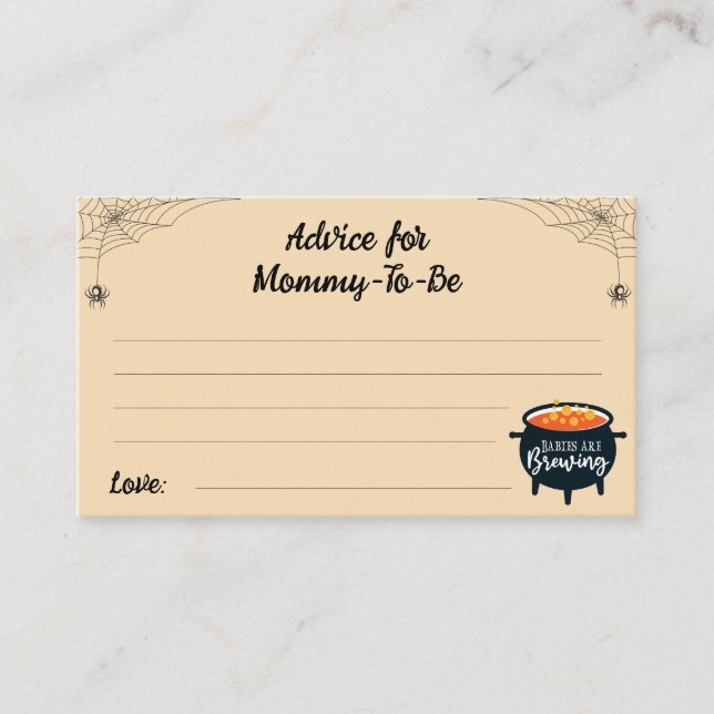 Advice for Mommy-to-be Halloween Twins Baby Shower Enclosure Card (Front)